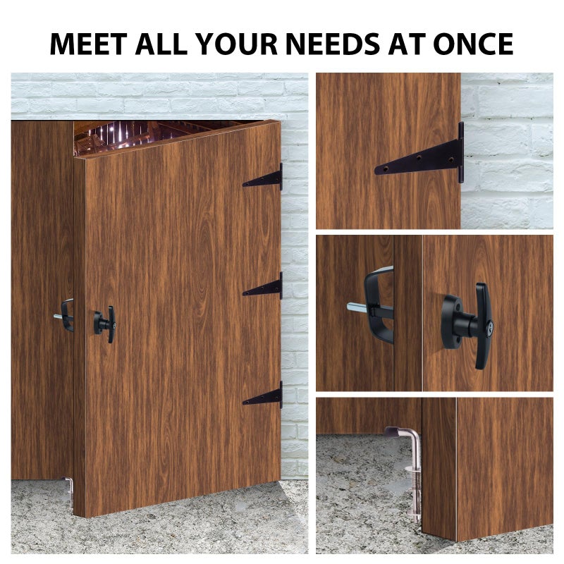 Hurrikom Shed Door Hardware Kit with Hinges, Latch, Lock, and Handle - Complete Gate Hardware Set for Your Shed Door - Image 3